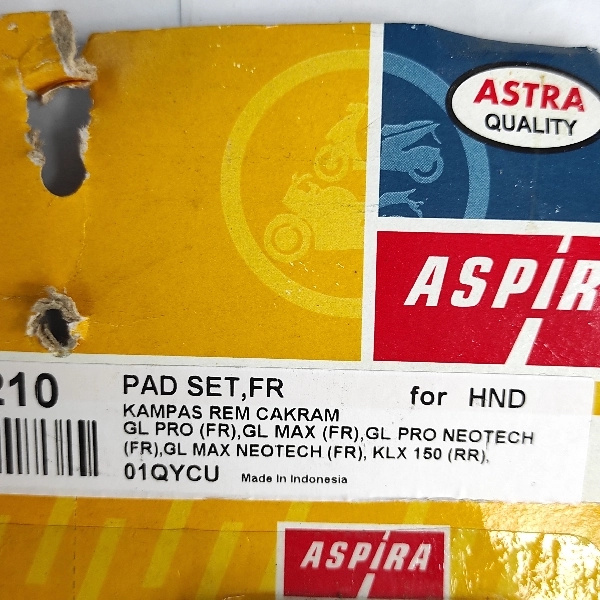 ASPIRA Disc Pad GL Pro Neotech KLX (Kotak) KG2