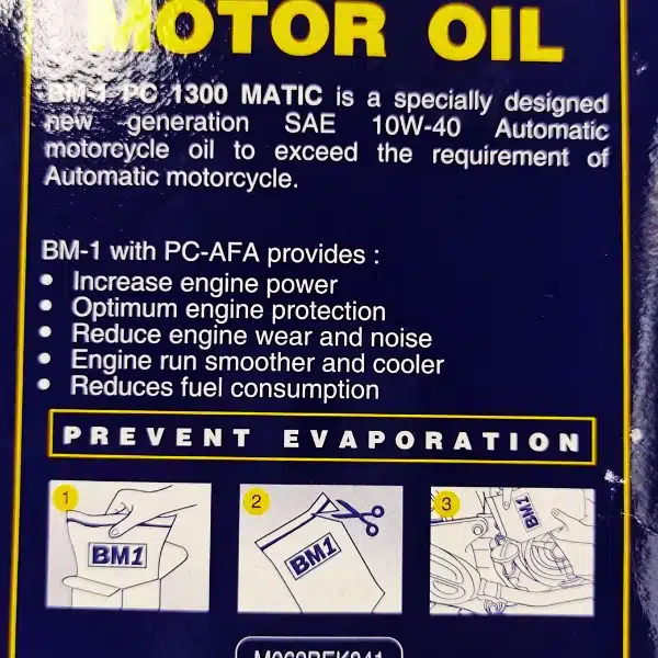 BM1 PC-1300 Matic 10W40 Synthetic Oil 0.8L