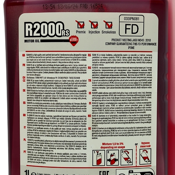 IPONE 2T Strawberry R2000 RS Oli 1L