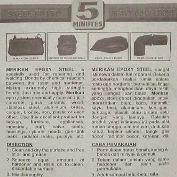 MERIKAN Lem Plastik Steel 5 Menit