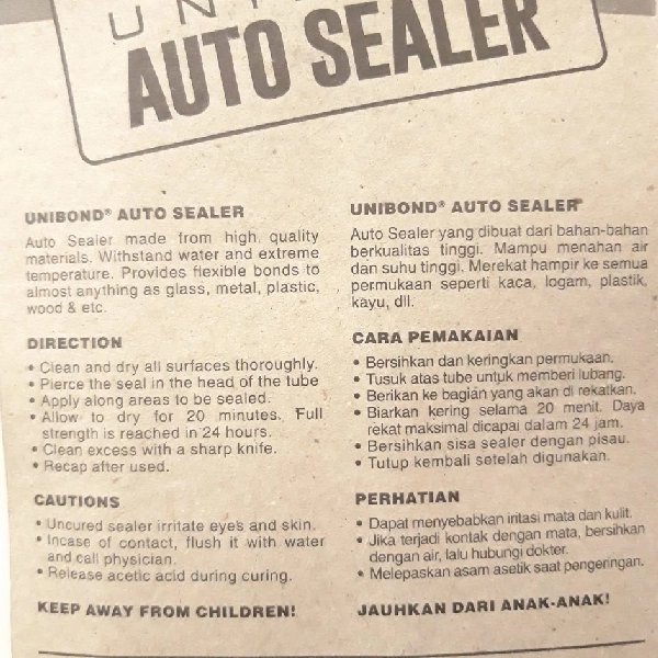 UNIBOND Auto Sealer Hitam 30gr